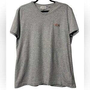 Lacoste Men's Heather Gray V-Neck Tee